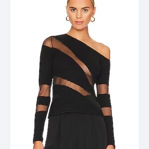Cult Gaia Black Kaz Knit Off-the-Shoulder Sweater